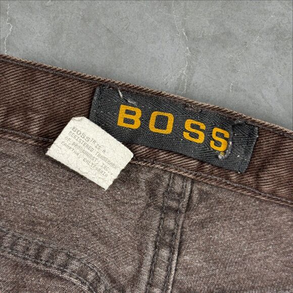 Vintage 90s Baggy Boss Dark Brown Denim Skater Surfer Jeans - 32x30 - Picture 5 of 8